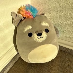 Squishmallows SquishDoos May the Grey Gray Schnauzer Dog Puppy 10" NWT Rainbow